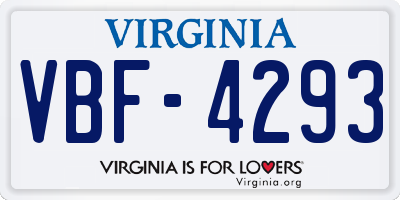 VA license plate VBF4293
