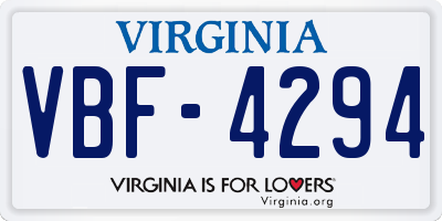 VA license plate VBF4294