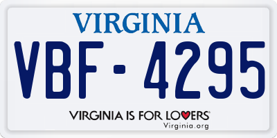 VA license plate VBF4295