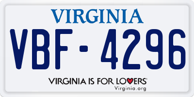 VA license plate VBF4296