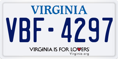 VA license plate VBF4297