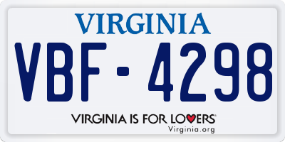 VA license plate VBF4298