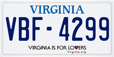 VA license plate VBF4299