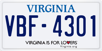 VA license plate VBF4301