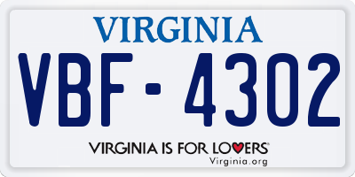 VA license plate VBF4302