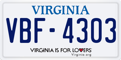 VA license plate VBF4303
