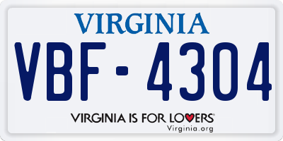 VA license plate VBF4304