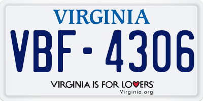 VA license plate VBF4306