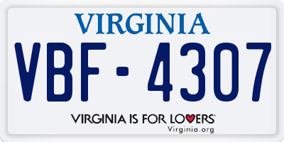 VA license plate VBF4307