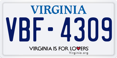 VA license plate VBF4309