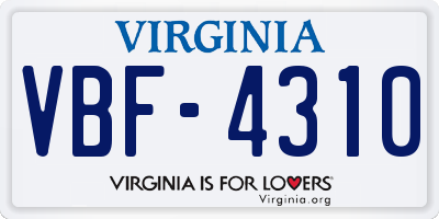 VA license plate VBF4310