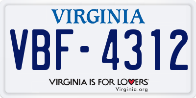 VA license plate VBF4312
