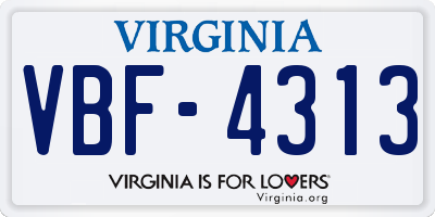 VA license plate VBF4313