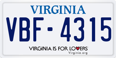 VA license plate VBF4315