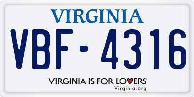 VA license plate VBF4316