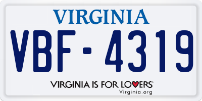 VA license plate VBF4319