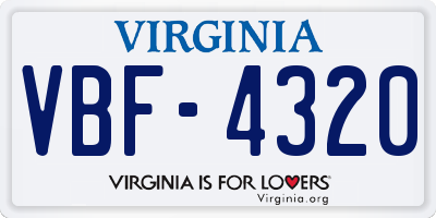 VA license plate VBF4320