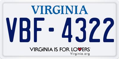 VA license plate VBF4322
