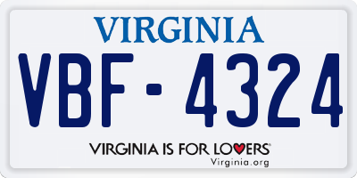 VA license plate VBF4324