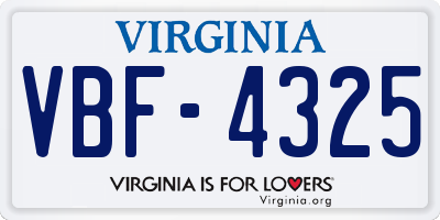 VA license plate VBF4325