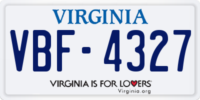 VA license plate VBF4327