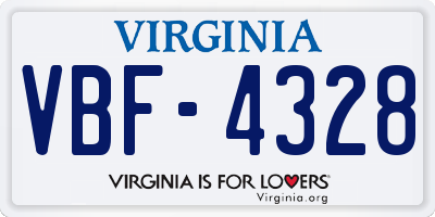 VA license plate VBF4328