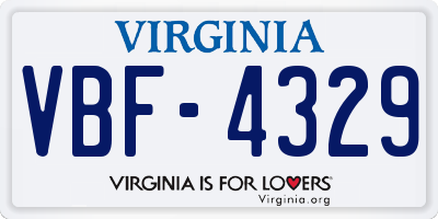 VA license plate VBF4329