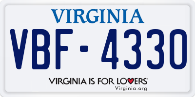 VA license plate VBF4330