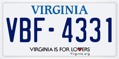 VA license plate VBF4331
