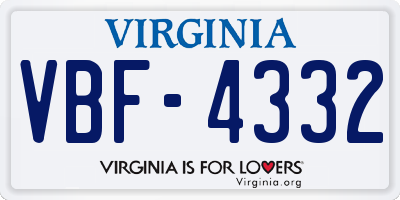 VA license plate VBF4332