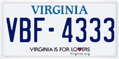 VA license plate VBF4333