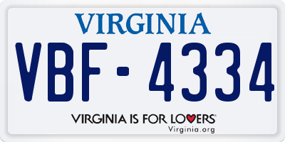 VA license plate VBF4334