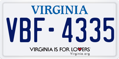VA license plate VBF4335