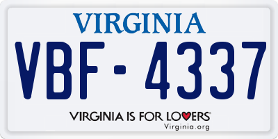 VA license plate VBF4337