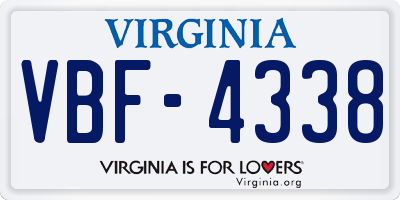 VA license plate VBF4338