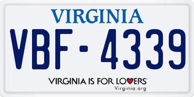 VA license plate VBF4339
