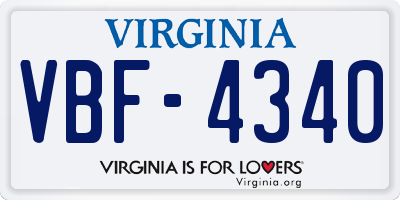 VA license plate VBF4340