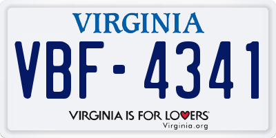 VA license plate VBF4341
