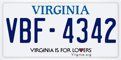 VA license plate VBF4342