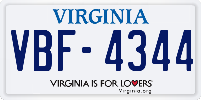 VA license plate VBF4344