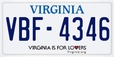VA license plate VBF4346