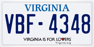 VA license plate VBF4348
