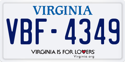 VA license plate VBF4349