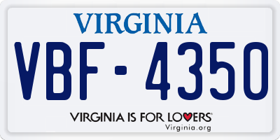 VA license plate VBF4350