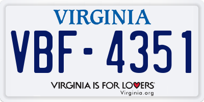 VA license plate VBF4351