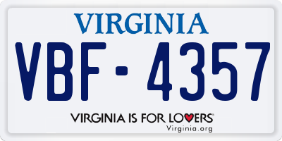 VA license plate VBF4357