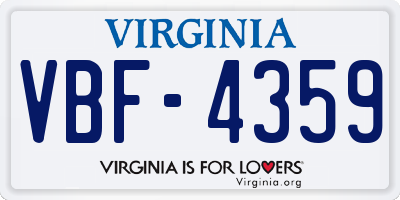 VA license plate VBF4359