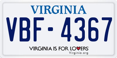 VA license plate VBF4367