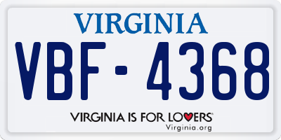 VA license plate VBF4368