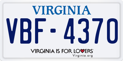 VA license plate VBF4370